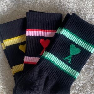 AMI | 3-pack ribbed logo socks brand new